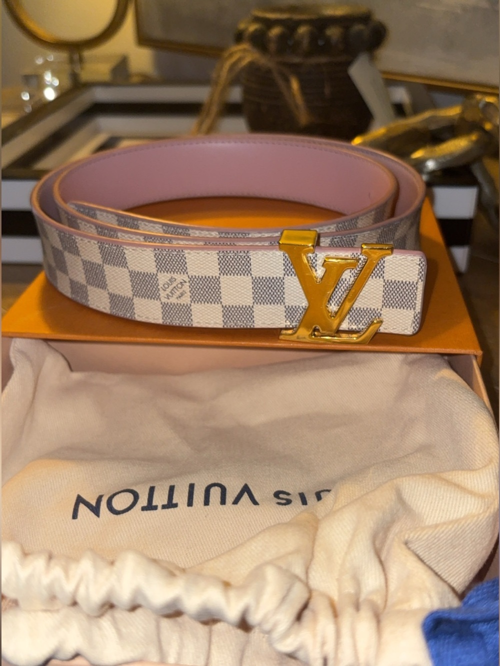 Louis Vuitton Pink Leather Belt - Soft Pastel Pink